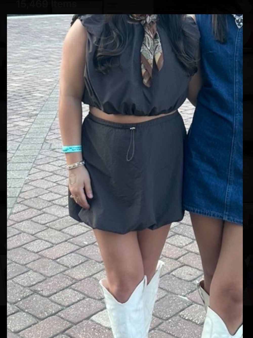 Women's Brown Mini Skirt with Draw Detail